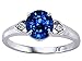 1.29 cttw 14k White Gold 7mm Round Lab Created Sapphire and Diamond Engagement Ring - 14kt White Gold