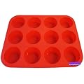 Silicone 12 Muffin Cake Baking Tray RED