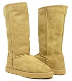 Furry Winter Boots Shearling Fleece Camel Women---Vegan Friendly!