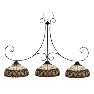 Z-Lite 114SB-D14 Plantages 57-Inch 3-Light Billiard Island Fixture with Tiffany Shades