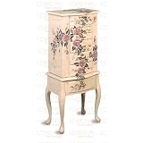 Coaster Jewelry Armoire, Ivory Finish Wood with Hand Painted Roses Floral