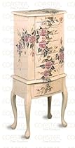 Hot Sale Coaster Jewelry Armoire, Ivory Finish Wood with Hand Painted Roses Floral