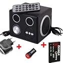 Soundbox SU05 mit Fernbedienung + USB Netzlader 220V + Zusatzaccu + KRS - Kartenleser Micro SD / Aktivlautsprecher / MP3 Player / für SD und USB
