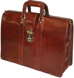 Mancini Brown Italian Leather Lawyer/doctor Briefcase Laptop