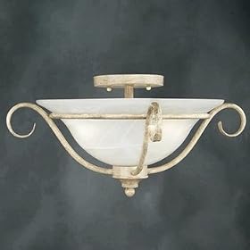 Thomas Lighting M2904-48 Monterrey - Three Light Flush Mount, Fresco Stone Finish with Alabaster Glass