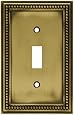 Brainerd 64401 Beaded Single Toggle Switch Wall Plate / Switch Plate / Cover, Tumbled Antique Brass