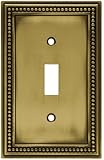 Brainerd 64401 Beaded Single Toggle Switch Wall Plate / Switch Plate / Cover, Tumbled Antique Brass