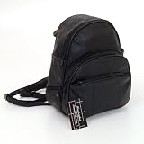 Genuine Leather Mini Backpack Handbag/Purse With Sling & Side Cell Phone Pocket ~ Black In Color