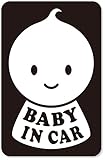 imoninn BABY in car ステッカー　【マグネットタイプ】　No.06　ニコちゃんB　（黒色）