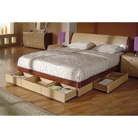 Creative Furniture Symphony Cherry & Beech High Gloss King-size Bed with Drawers Creative Furniture Symphony Bedroom