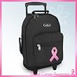 Pink Ribbon Rolling Backpack Breast Cancer Awareness - Wheeled Travel or School Carry-On Travel Bags with Wheels - Best Quality-
