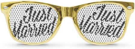 JUST MARRIED Gold Retro Party Sunglasses