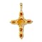 22k Gold Overlay Carnelian and Mexican Fire Opal Cross Pendant by Sajen