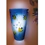Exciting Lighting AMBC2001 Battery Powered Contemporary Aquarium Scene Glass LED Wall Sconce, Blue and Yellow