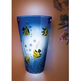 Exciting Lighting AMBC2001 Battery Powered Contemporary Aquarium Scene Glass LED Wall Sconce, Blue and Yellow