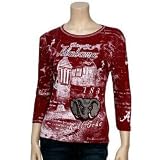 Alabama Crimson Tide Ladies Crimson Rhinestone 3/4 Sleeve T-shirt (22)