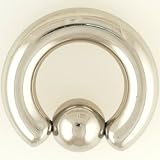 One Stainless Steel Captive Bead Ring: 2g 5/8, Stainless Steel Bead: 10mm