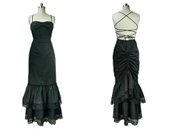 Victorian | Gothic Romace Fishtail Long Black Dress Xl