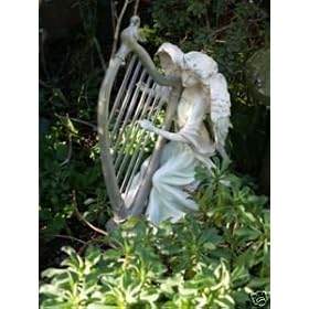 Fairy Garden Ornament with Solar LED Light-up Harp