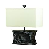 AF Lighting 7974-TL Elements Aspen Light 150W 3-Way Edison Base Accent Lamp, Faux Textured Wood, Natural Linen Hard Back Shade