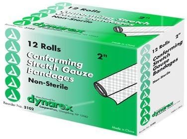 Dynarex Stretch Gauze Bandage Roll, Non-Sterile, 2", Box/12