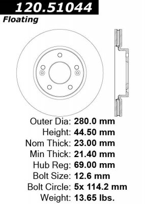 Centric 121.51044 Disc Brake Rotor