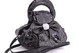 EyeCatchBags - Tia Patent Croc Clutch Style Diamante Evening Bag Black