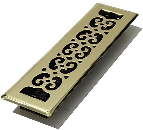 Decor Grates SPH212 2-Inch by 12-Inch Scroll Floor Register, Polished Brass Finish