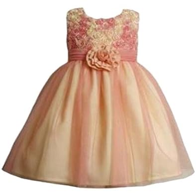 BONNIE JEAN 12M-24M 2-Piece PINK YELLOW BONAZ ROSETTE MESH OVERLAY 