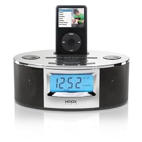 Homedics HMDX-C20 Speaker Dock for iPod with AM FM Clock Radio and Nature Sounds, Silver by HoMedics