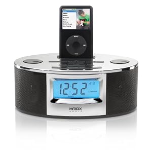 Homedics HMDX-C20 Speaker Dock for iPod with AM FM Clock Radio and Nature Sounds, Silver by HoMedics