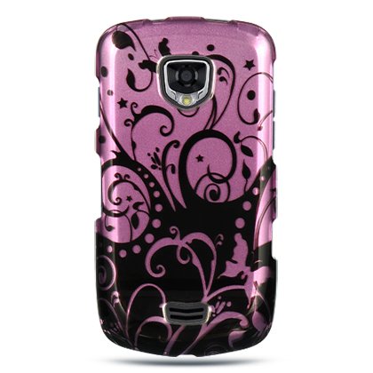 Black Floral Purple Protector Case for Samsung DROID Charge SCH-i510