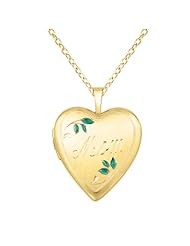 Sterling silver and 14k gold Heart Shaped Locket w/ Leaves "Mom" Necklace
