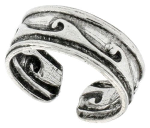 Sterling Silver Tribal Wave Design Ear Cuff, 3/16
