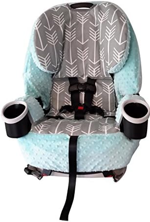 4Ever Carseat, Infant Car Seat Cover, Baby Car Seat Cover, Slip Cover-Grey Arrow & Aqua Blue Minky!