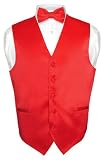 Mens RED Dress Vest BOWTie Set for Suit or Tuxedo