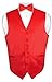 Men's Dress Vest & BowTie Solid RED Color Bow Tie Set for Suit or Tuxedo