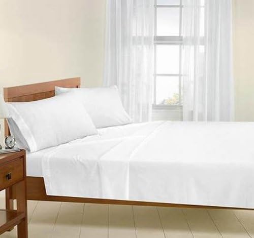 2 Pieces T180 Cotton Blend Bright White Hospital Bed Flat Sheets, Twin Size 104x66