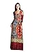 Tua USA 3/4 Sleeve Exotic Bohemian Print Stretch Knit Wrap Maxi Dress