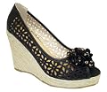 Bucco Margo Wedges in Beige, Black and Khaki.