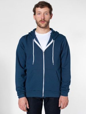 Customized American Apparel F497 Unisex Flex Fleece Zip Hoodie (Sea Blue / XL)
