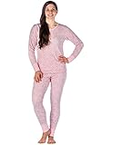 Noble Mount Womens Waffle Knit Thermal Sleep Set - Cute Prints