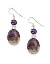 Jewelry: Amethyst & Pearl Earrings in Sterling Silver - Round - Shepherd Hook