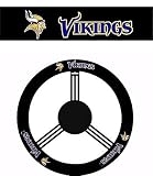 Geniune Leather Steering Wheel with Official NFL Licensed Logo - Minnesota Vikings
