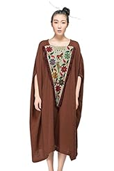 Applique Linen/Viscose Elbow Length Sleeves General Print Tunic 