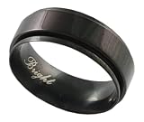 Stainless Steel High Polish Spinner Style Black Flat Band
