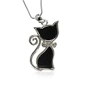 White Gold Plated Crystal Deco Kitty Cat Pendant Fashion Necklace