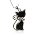 White Gold Plated Crystal Deco Kitty Cat Pendant Fashion Necklace