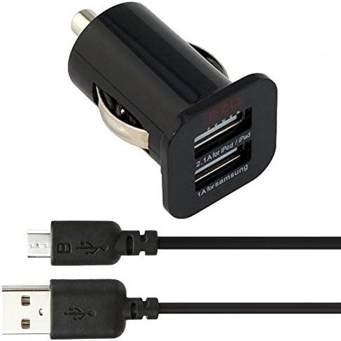 EZOPower 10ft Micro-USB 2in1 Sync and Charge USB Data Cable + 3.1A High Output Dual USB Car Charger Adapter for Samsung Galaxy Note Edge/ 4, Galaxy S5 Active, Galaxy S5 Cellphone Smartphone and more