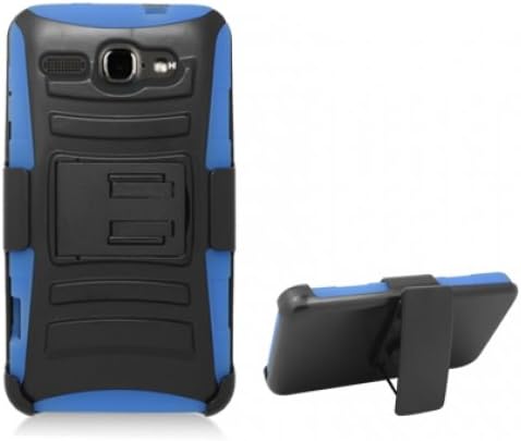 Alcatel OneTouch Sonic LTE Case, Nabster Double Layer 2 in 1 Prime Impact Resistant Armor Case with Built-In kickstand and Belt Clip Combo Holster for Alcatel One Touch Sonic LTE (Straight Talk) (Black/Blue)